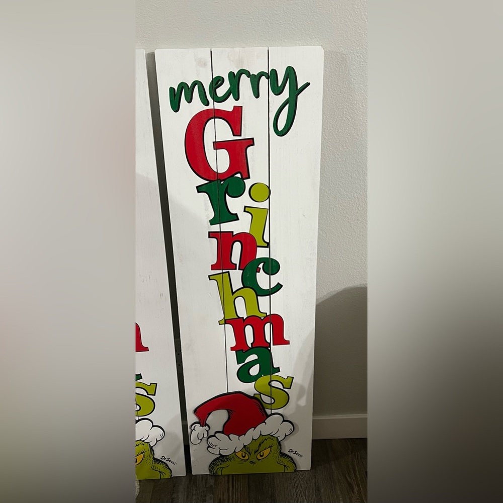 Merry Grinchmas Wood Sign